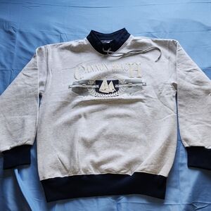 VTG COLLEGE HOUSE CANNON BEACH OREGON COAST PULLOVER FLEECE SWEATER GRAY SZ L